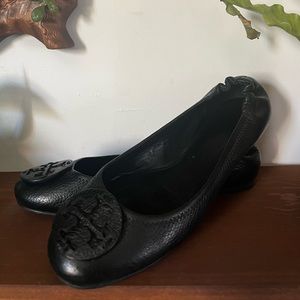 Tory Burch Leather Black Ballet Flats